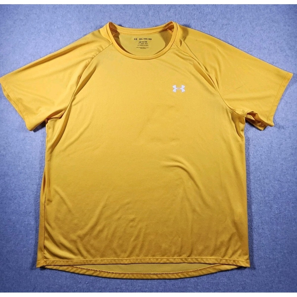 Under Armour Men's T-Shirt, 2XL, Yellow, Short Sleeve, Moisture Resistant